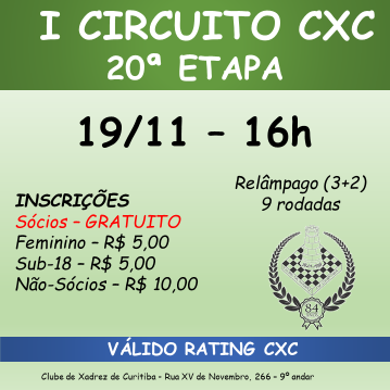 BERGSON FERNANDES GRANDE CAMPEÃO DA 20º ETAPA CIRCUITO DE XADREZ 2022 –  ETAPA BLITZ OCORREU em19-11-2022 – 16 horas – Clube de Xadrez