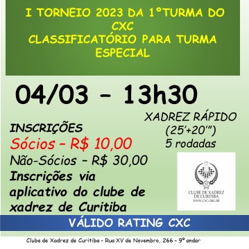 GABRIEL REDON ROSA CAMPEÃO DO IRT- Torneio de Xadrez 330 anos da cidade de  Curitiba que ocorreu de 31/03 a 02/04/2023 – 5 rodadas com 1 rodada sexta a  noite, 2 no