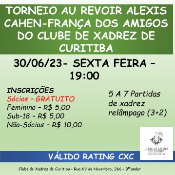 Amigos do Xadrez - Torneio dos Circuito das Arenas, neste sábado